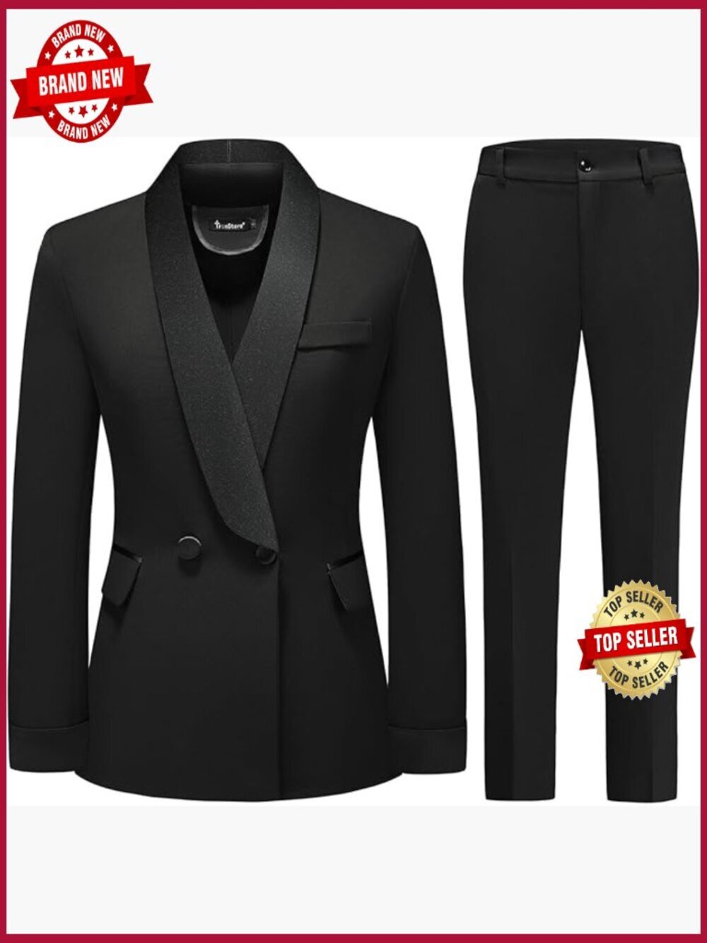 Womens 2 Piece Pantsuit Set Shawl Collar Blazer Dress Jacket Suit